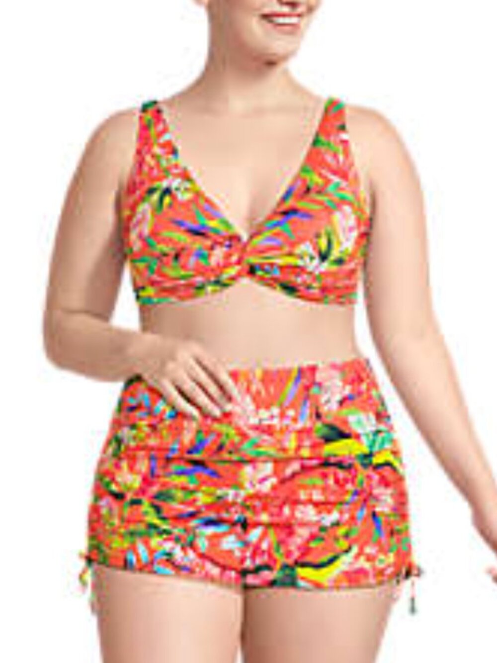 NWT Lands End Women's Plus Size Twist Front Underwire Bikini Swimsuit Top Floral